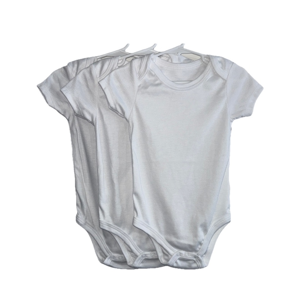 Baby One-Piece Bodysuit (3-Pack) Classic White 12-18 Months NEW
